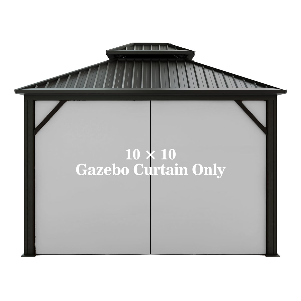 Gazebo Universal Replacement Privacy Curtain - 10' x 10' Gazebo Side Wall Outdoor Privacy Panel with Zipper (Gray)
