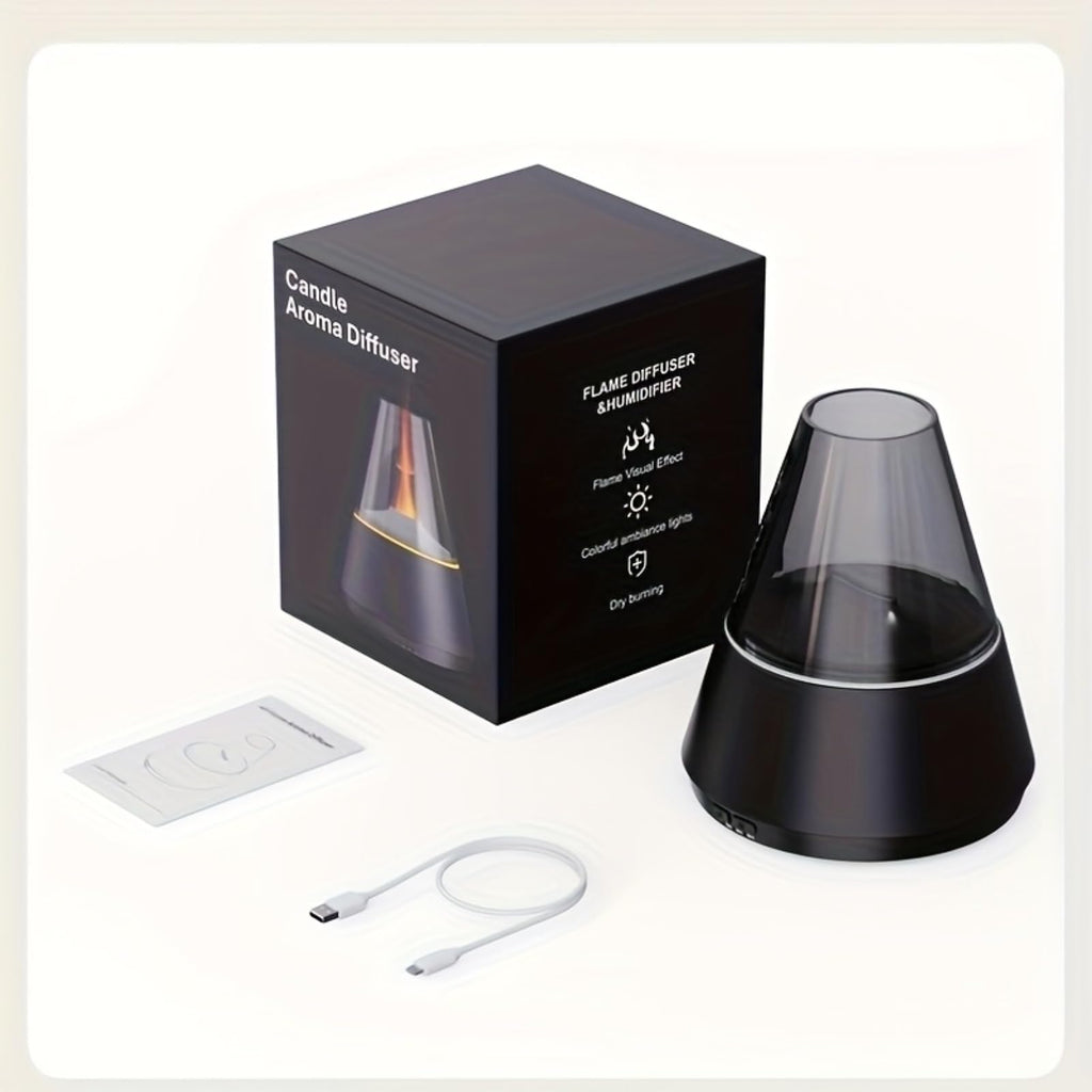 Essential Oil Diffuser, Luxury-Style Aromatherapy Diffuser with Candlelight Night Light Effect, Ultrasonic Cool Mist