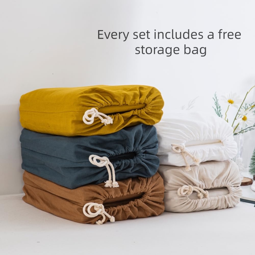 Linen Blend Duvet Cover Set - 106"x92" Duvet Cover + 2 Shams, 55% Linen 45% Cotton Bedding Sets