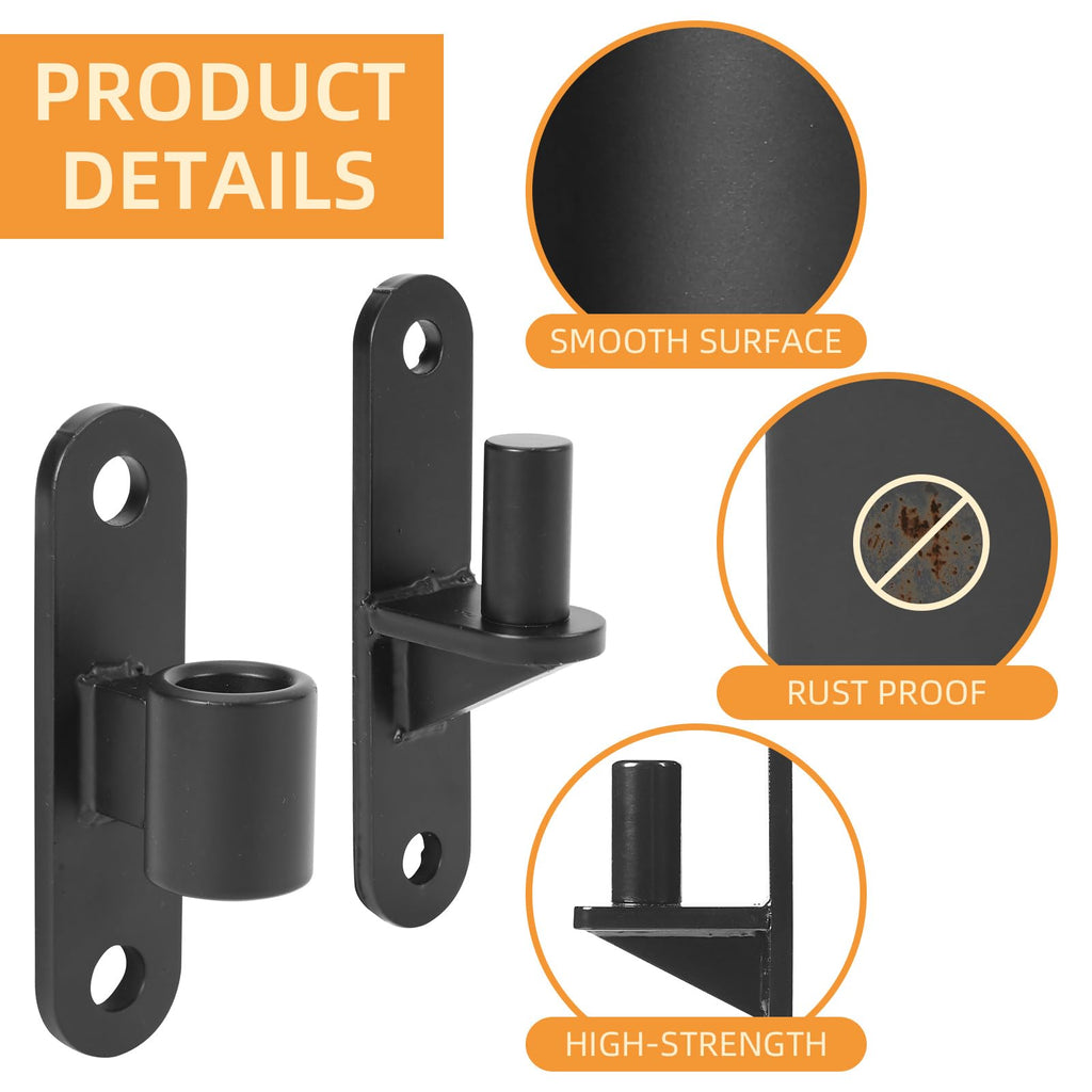 Wall Mount Gate Hinges, 2 Pairs Heavy Duty Fence Gate Hinges 5/8'' Pin Fence Post Hinge Set for Wooden or Concrete