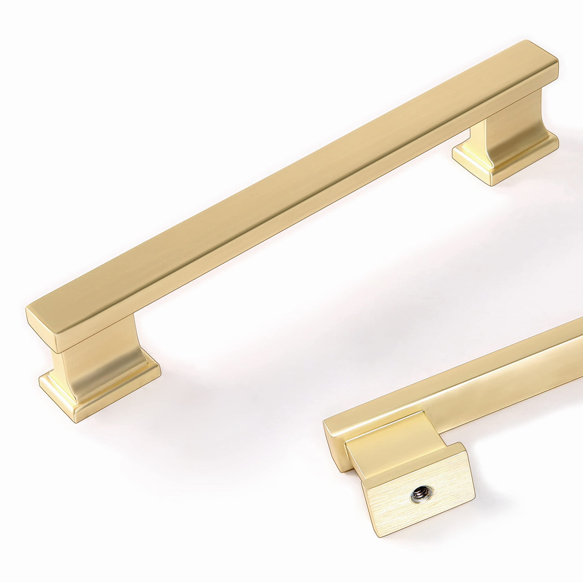 6 Pack 5 Inch(128mm) Brushed Brass Cabinet Handles Gold Kitchen Cabinet Pulls Cabinet Door Handles Kitchen Cabinet