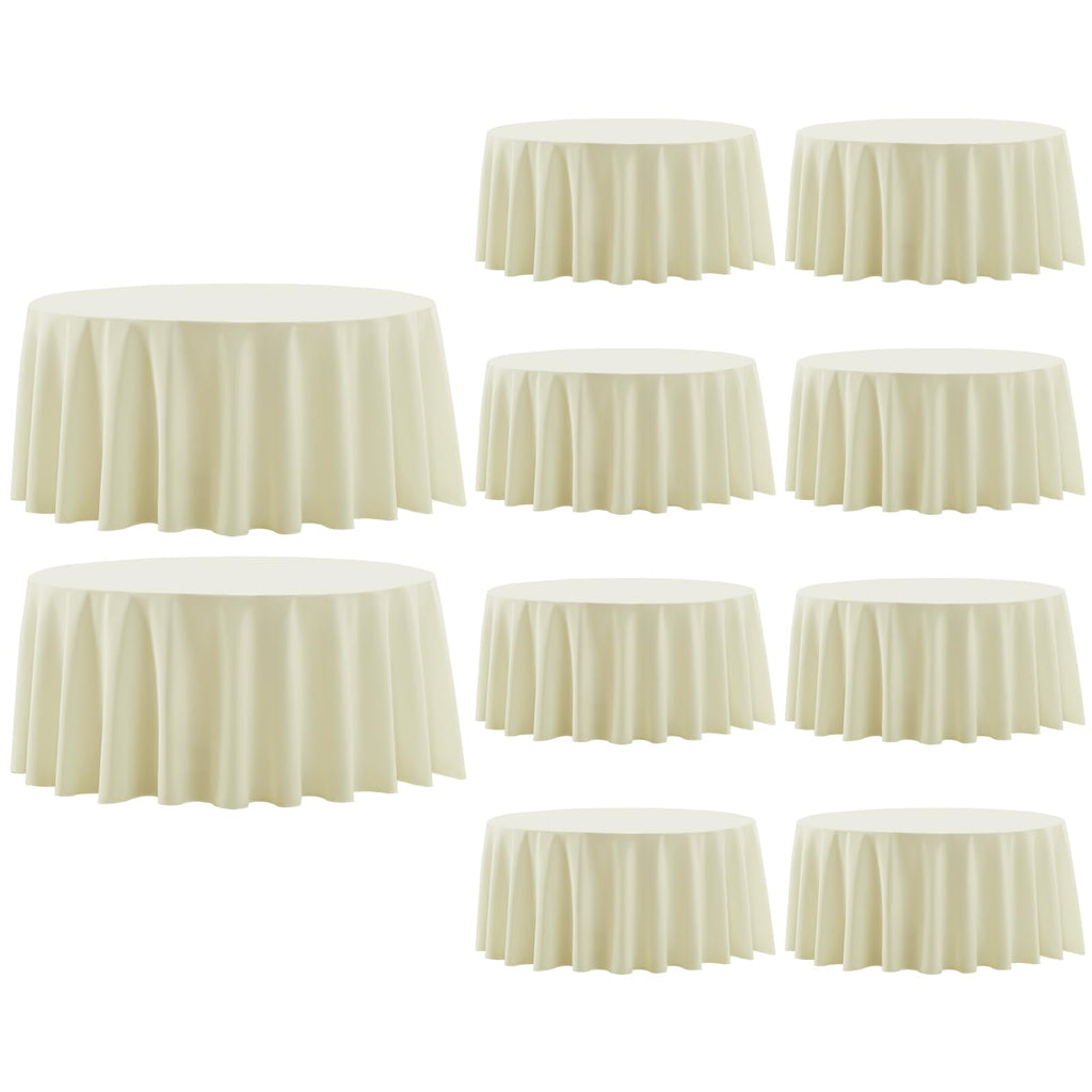 10 Pack Ivory Round Tablecloths 120 Inch for Dining Tables