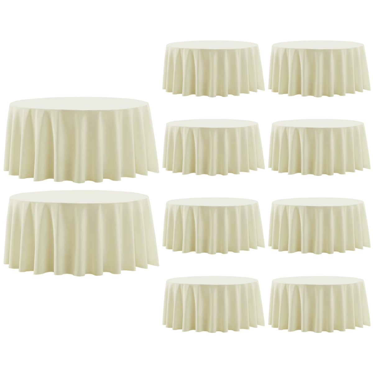 10 Pack Ivory Round Tablecloths 120 Inch for Dining Tables