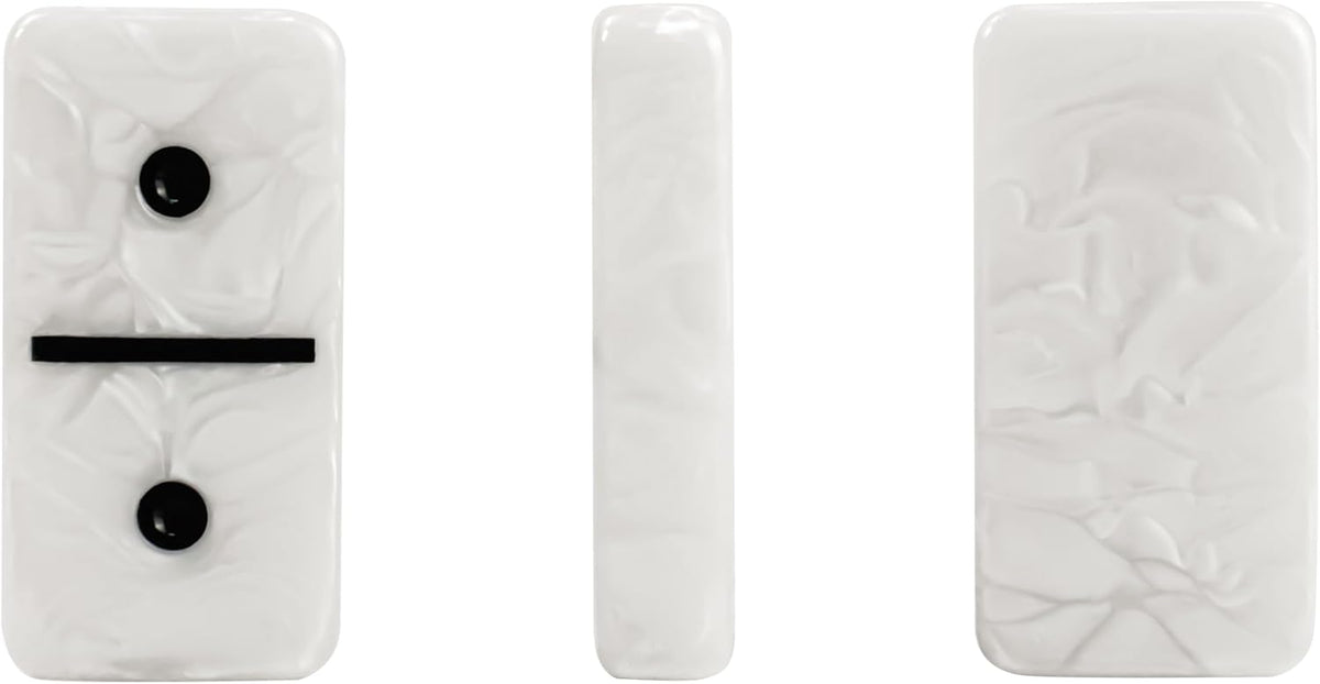 Dominos Set for Adults, Double 6 Domino Set, 28 Jumbo Marbleized White Tiles, Dominoes Set for Adults and Kids