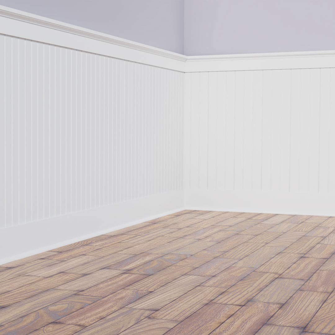 Deluxe Beadboard, 8' Length PVC Wainscoting Kit, 56" Height, White