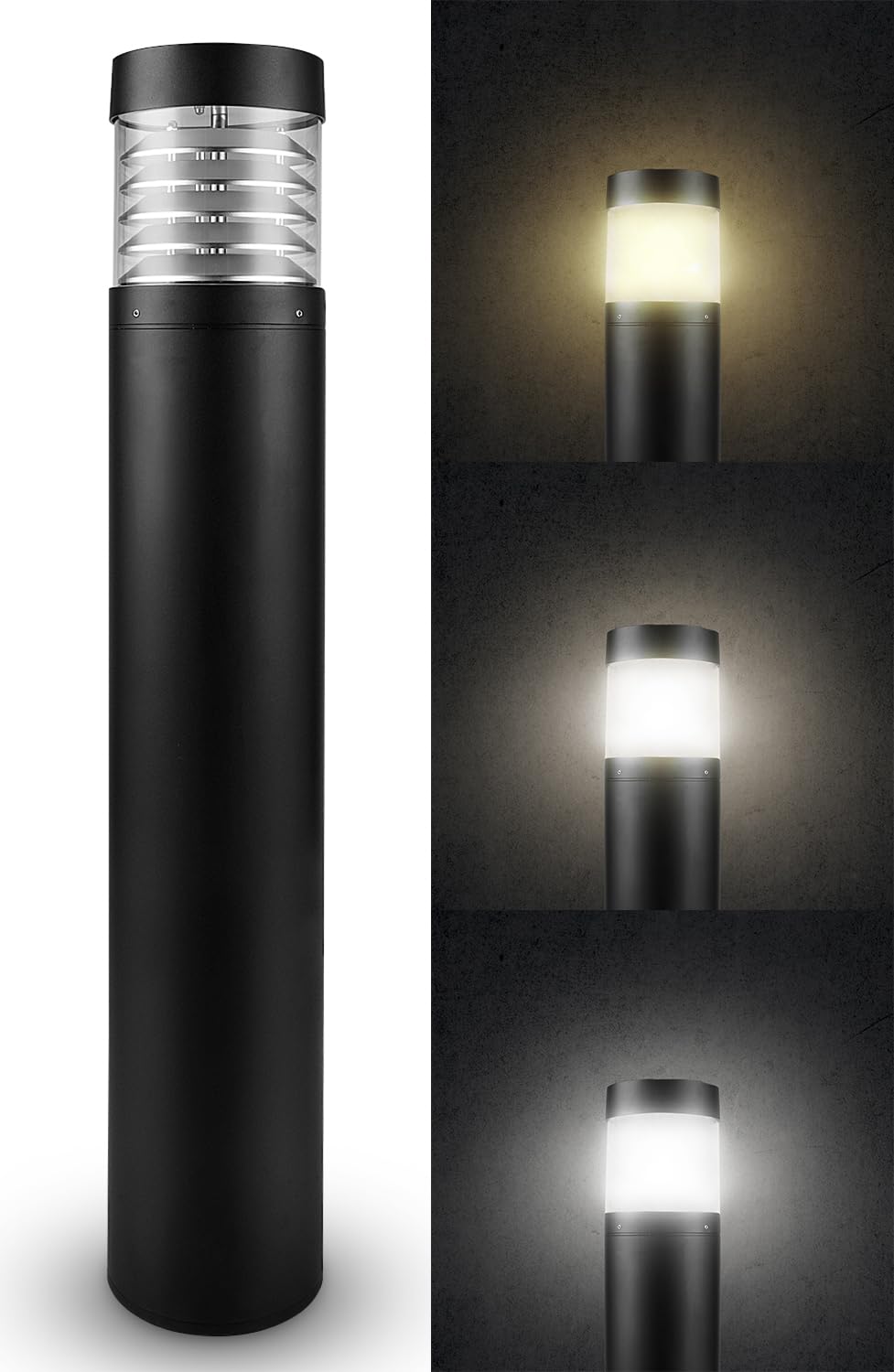Bollard Light 39", 120-277V, 20W, 3CCT 3000-5000 Kelvin, Louvered Flat