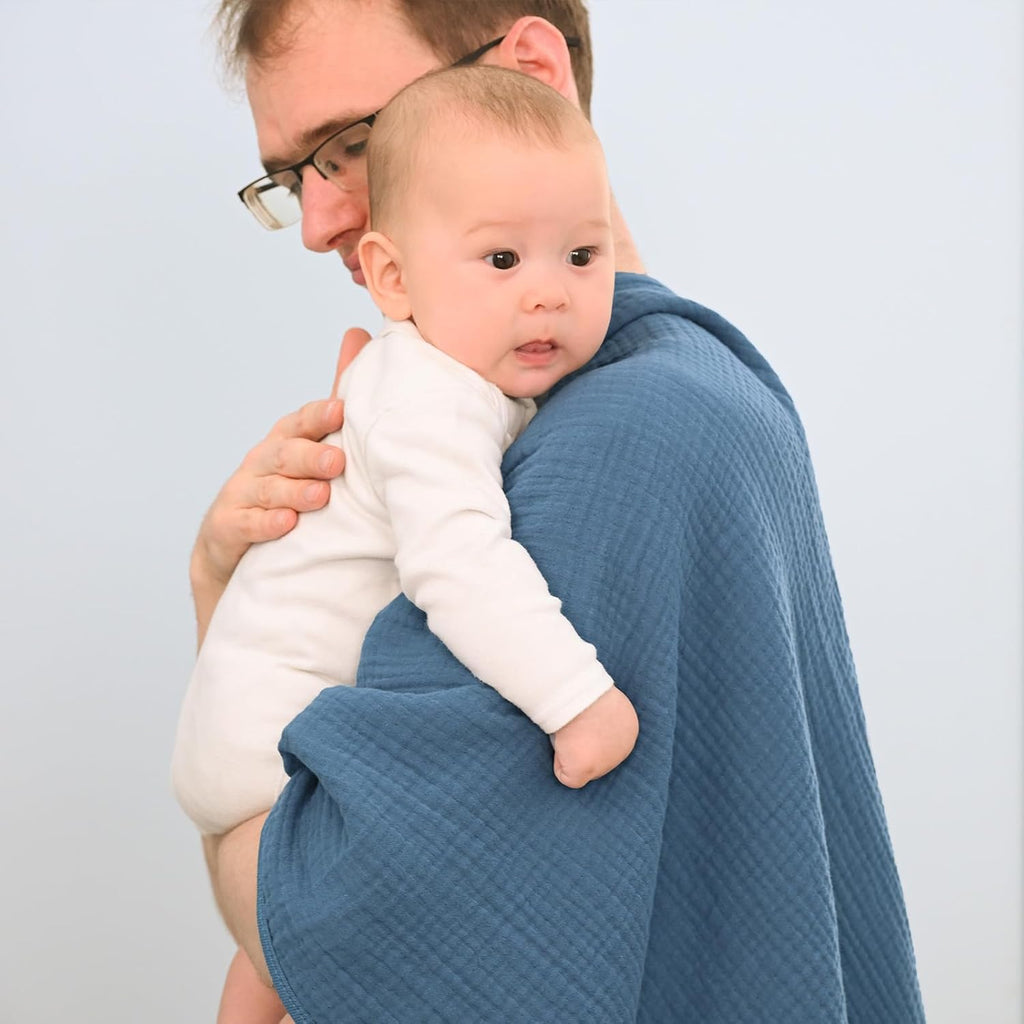 Baby Muslin Blankets 47" X 47", Layer 100% Cotton Muslin Blanket for Summer, Soft Breathable and Lightweight