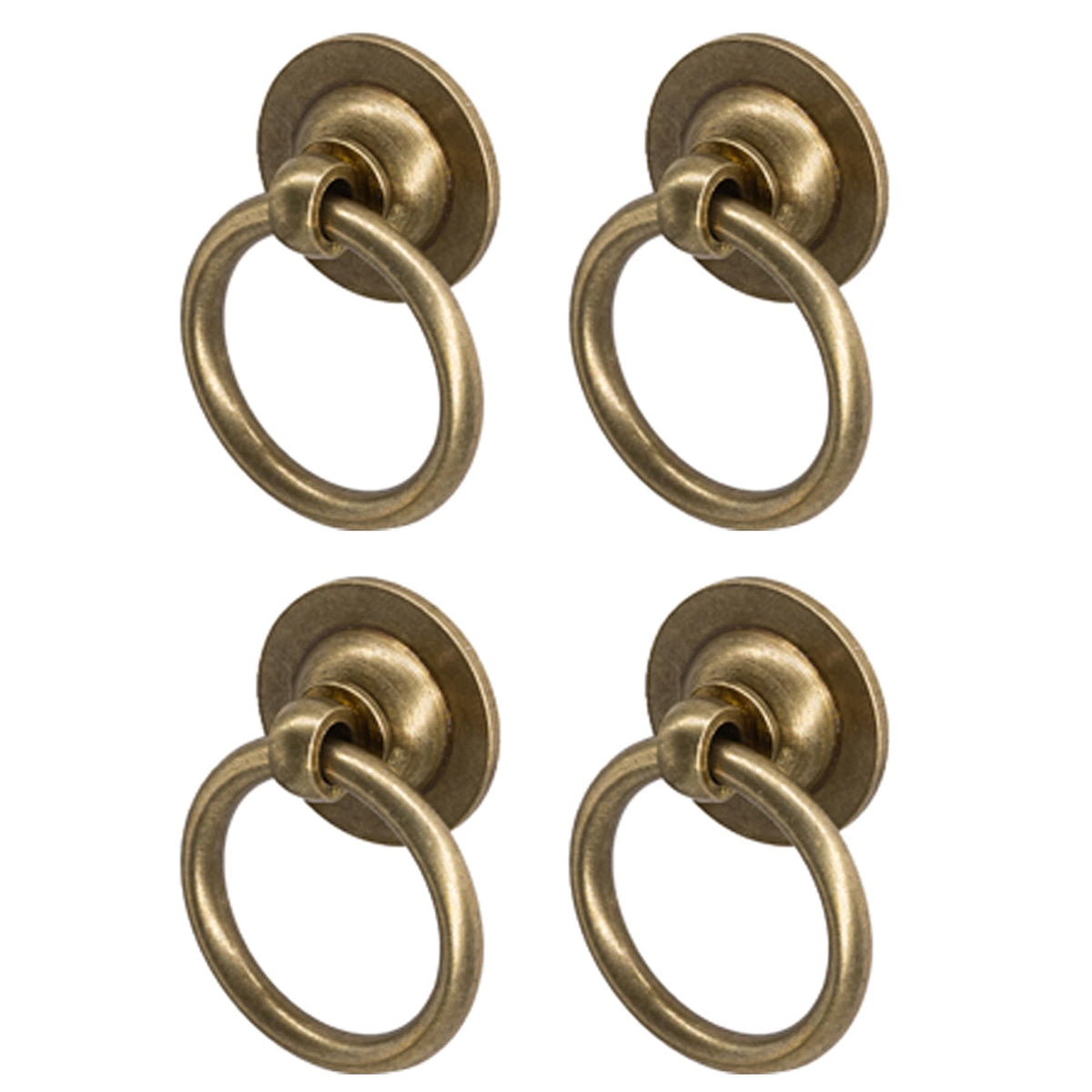6 Pack Solid Antique Brass Cabinet Ring Pulls