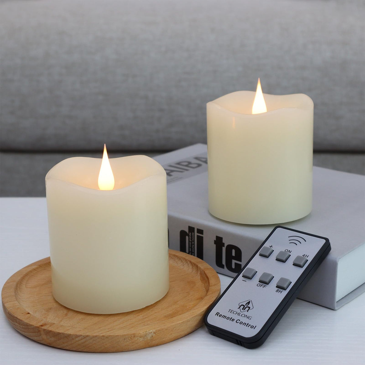 Flameless Candles Battery Operated with Remote Timer, 3D Moving Flame Flickering, Last 600+ Hours Battery Candles, 3"