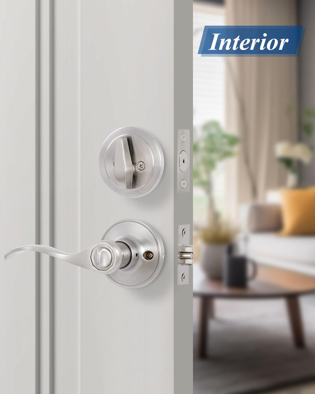 (1 Pack) Keyed Alike Front Door Lever Lockset with Single Cylinder Deadbolt Combination Set, Wave Style Lever, Front