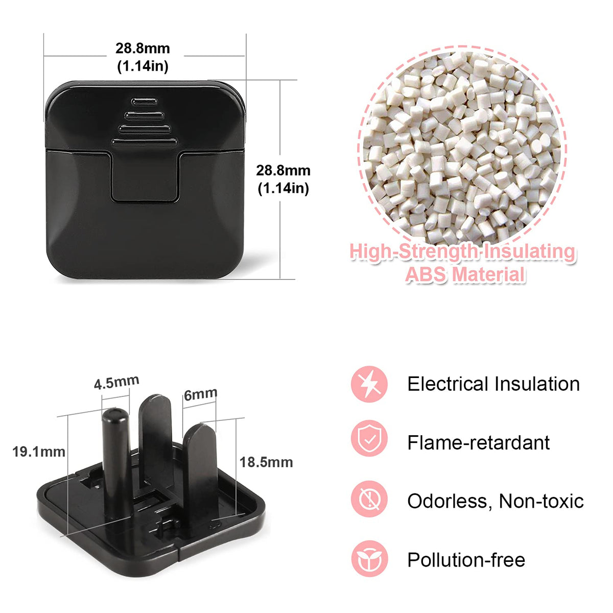Outlet Covers 38-Pack Black Child Proof Electrical Protector Safety Improved Baby Safety Plug Covers