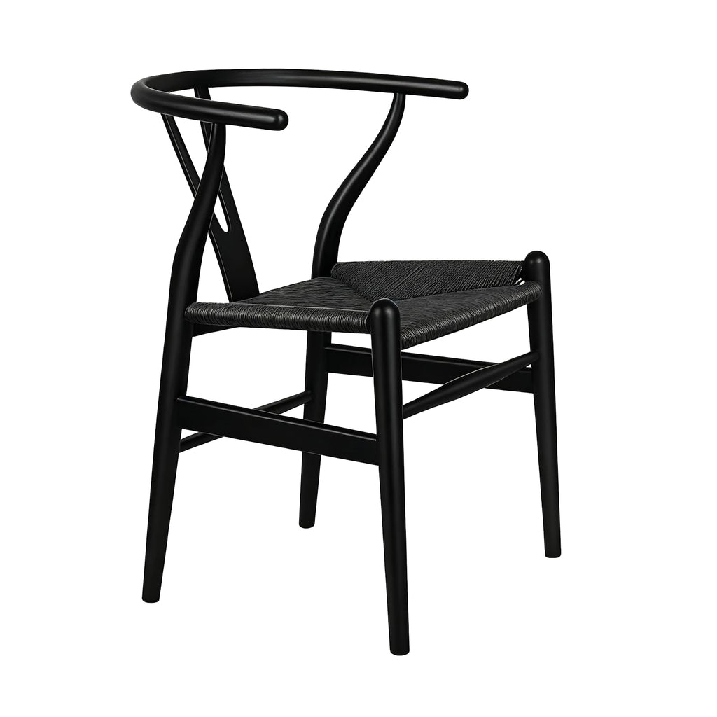 Black Wishbone Dining Chair, Rattan Dining Chair