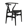 Black Wishbone Dining Chair, Rattan Dining Chair