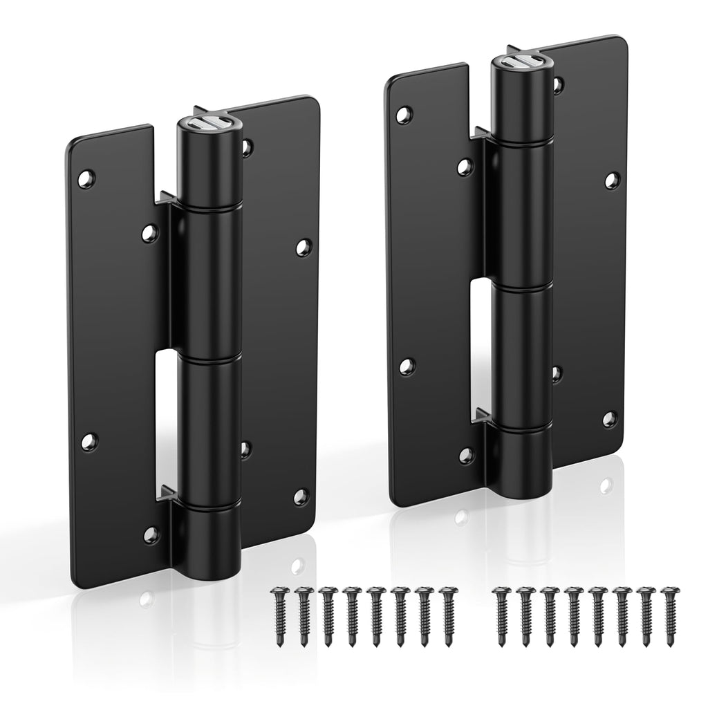 5-3/4" Adjustable Self Closing Aluminum Gate Hinges, Heavy Duty Gate Hinges for Metal Gates, Non-Legged Door Hinges