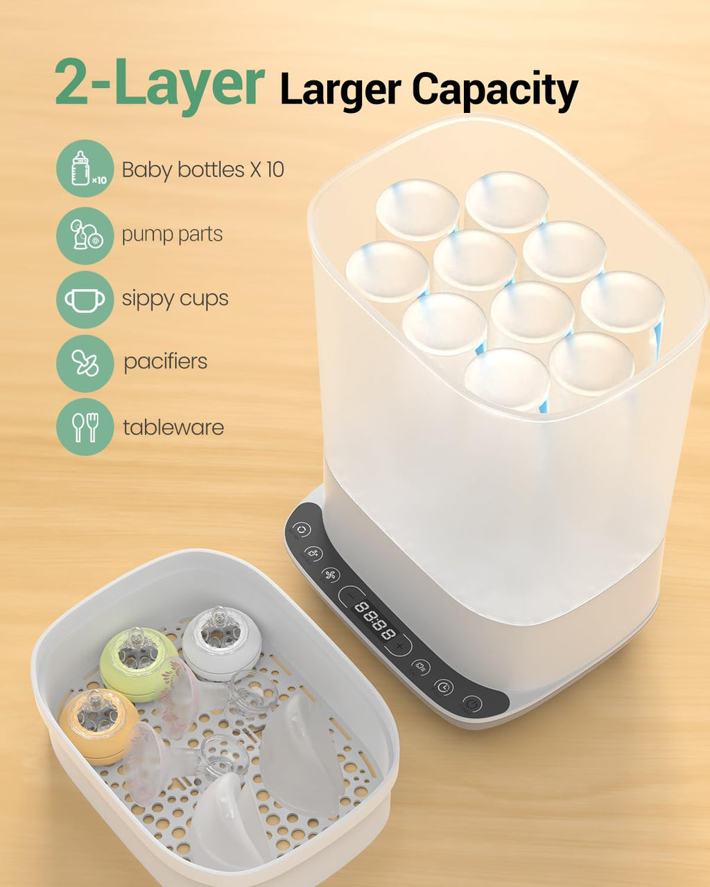 6-in-1 Baby Bottle Sterilizer and Dryer, Large Capacity