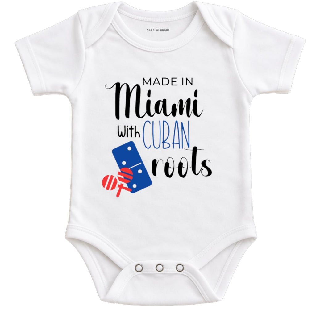 Made in Miami with Cuban Roots Baby Bodysuit | Free Cuba Baby Bodysuit (Newborn)