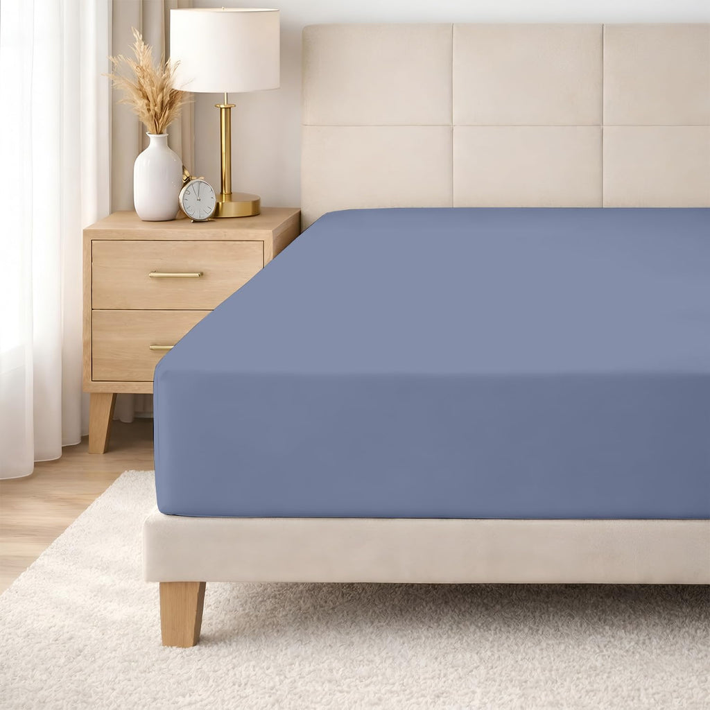 100% Egyptian Cotton 600 TC King Size Fitted Sheet Only Soft, Smooth Sateen Weave 15" inch Deep Pocket Fitted Bed