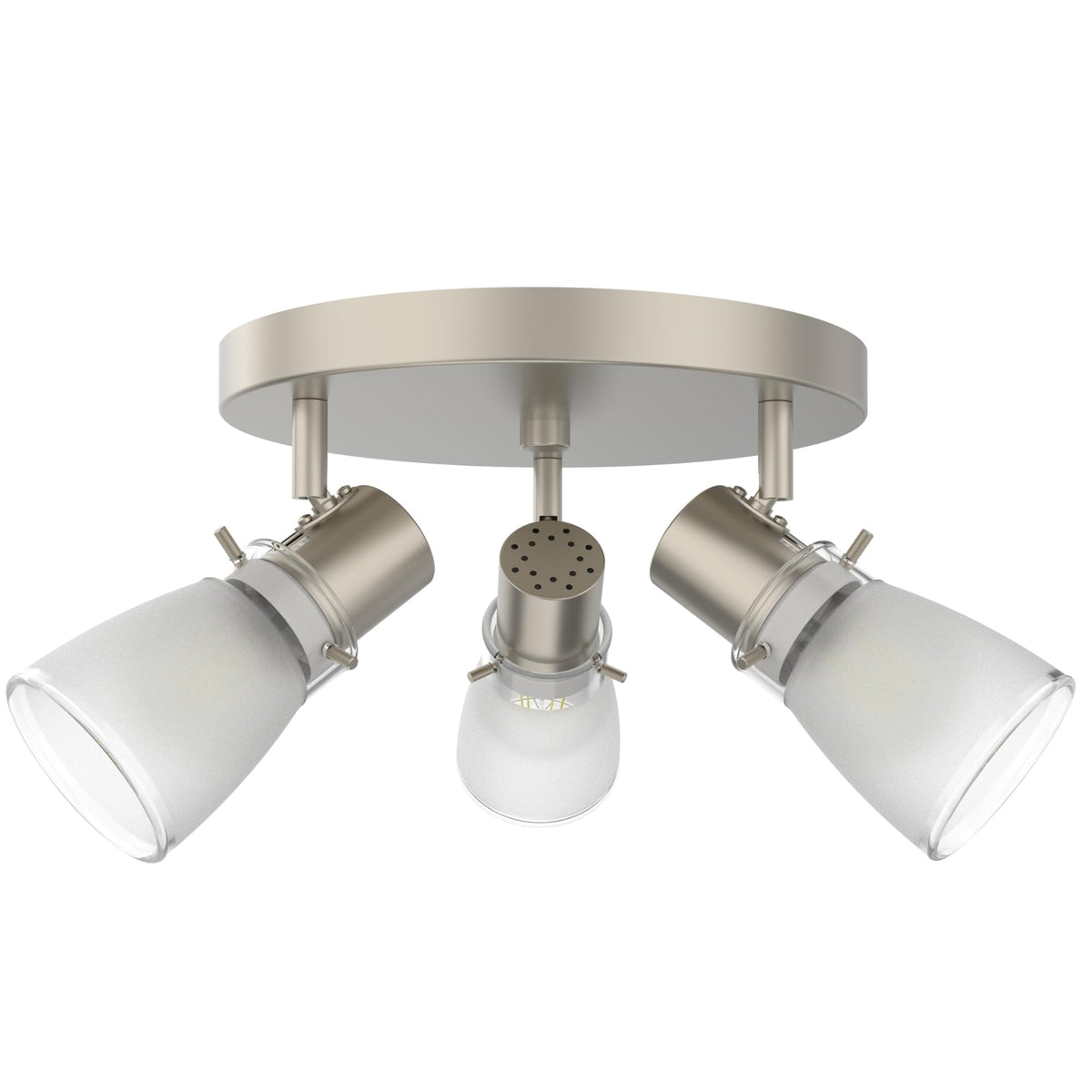 Lumens 10" Track Lighting Kit, Brushed Nickel Finish Flush Mount Ceiling Light Fixture with Frosted Glass Shades, E26