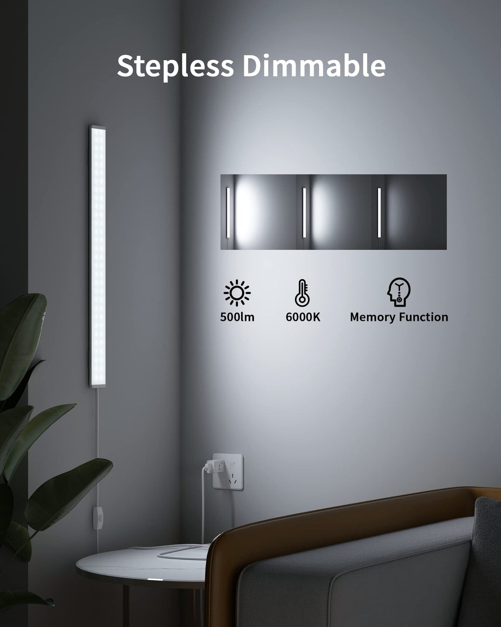 Under Cabinet LED Light Strip 16" Dimmable Kitchen Lamp