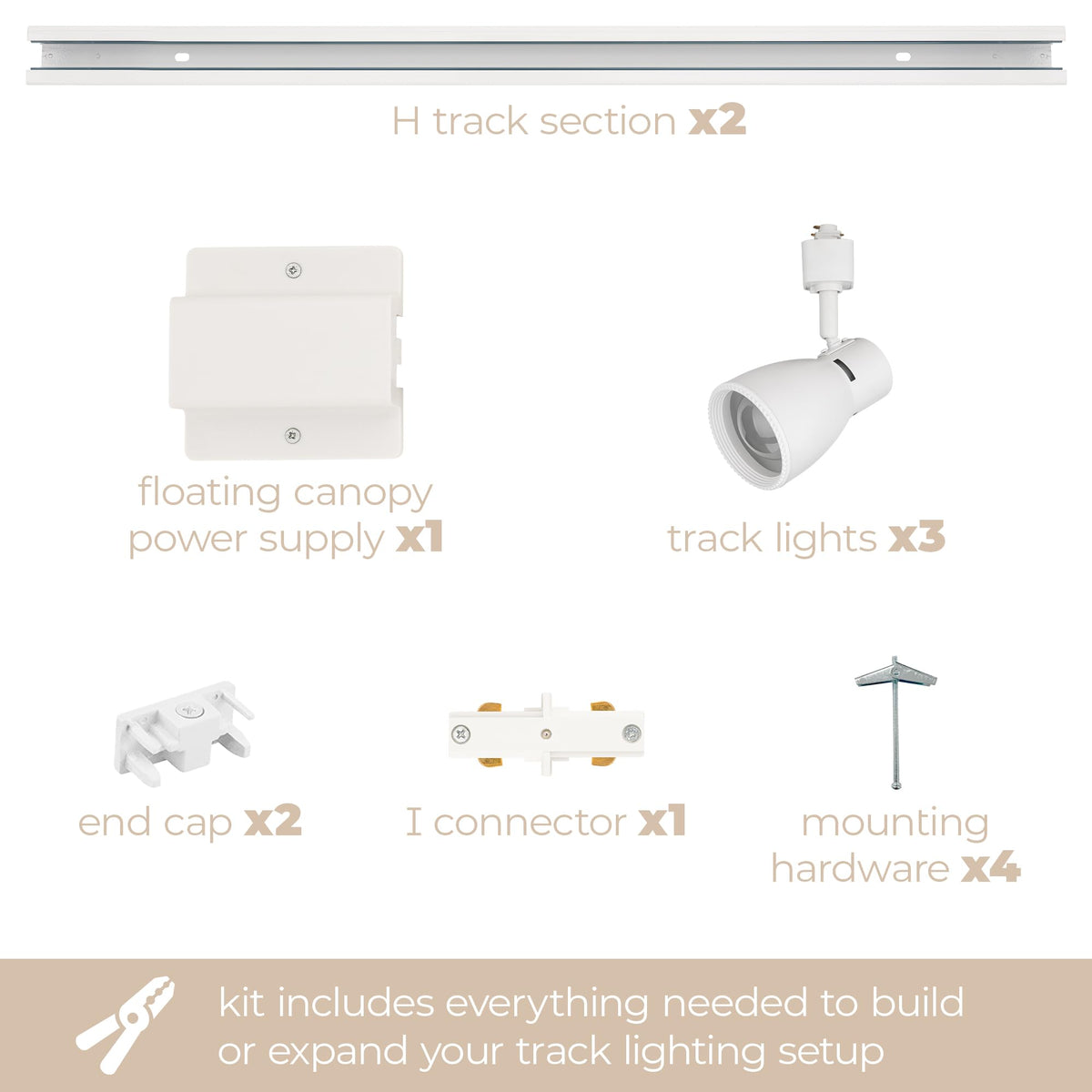 Luma Collection 3-Light 48in Field Cuttable LED Track Lighting Kit with 3 E26 Base Socket (Lamp Sold Separately)