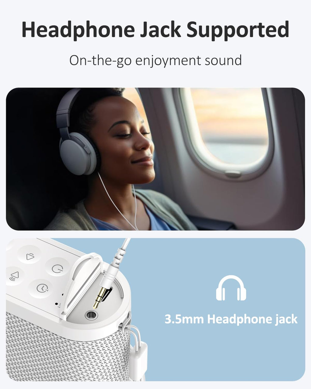 Portable Travel Sound Machine White Noise Machine for Sleeping : Super Long-Lasting & Rechargeable Battery, Headphone