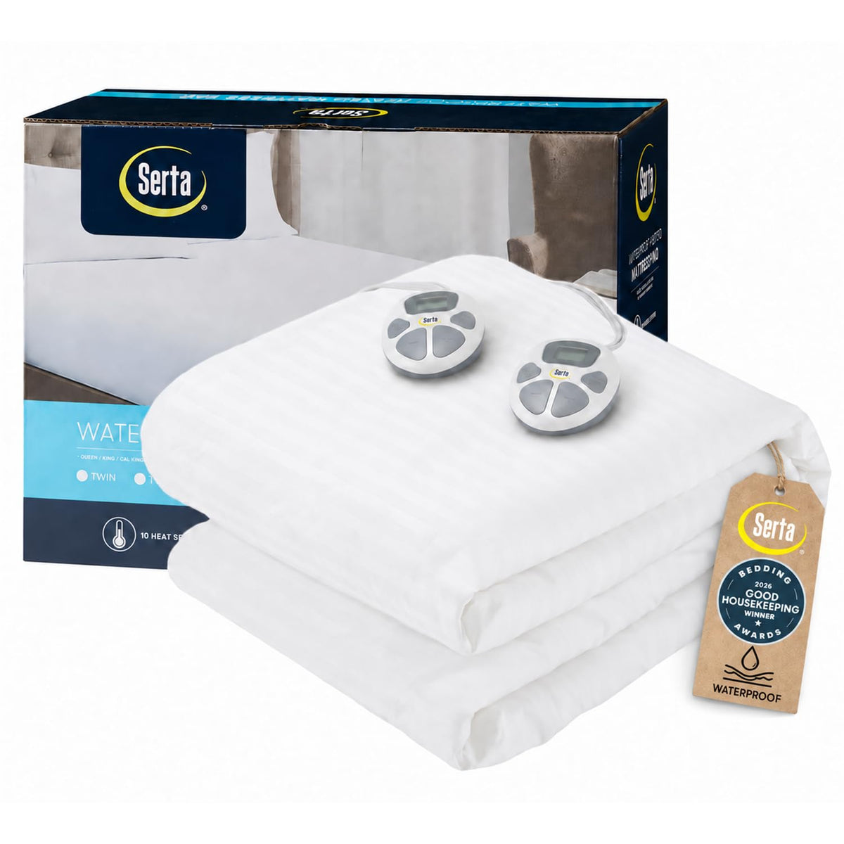 Waterproof Heated Mattress Pad with Deep Pocket, Dual Controller King