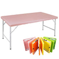 4 FT Folding Table with Carry Handle, Portable Fold-in-Half Plastic Table, Rectangle Foldable Table for