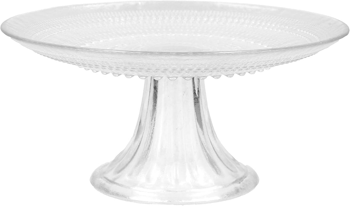 Jupiter Beaded Hobnail Glass Vintage Themed Collection, 8.5 Inch Mini Cake and Cupcake Stand, Dishwasher-Safe, Glass