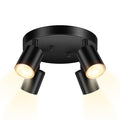 LED 4 Light Track Lighting Kit, LED Track Lighting Fixtures, Black Round Ceiling Spot Lighting, Flexibly Rotatable