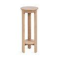 Inspired Saarinen Style Foxford Modern Tiered Round Drink Table, 12 x 12 x 30, Light Natural, Transitional Two-Tier Circle Plant Stand for