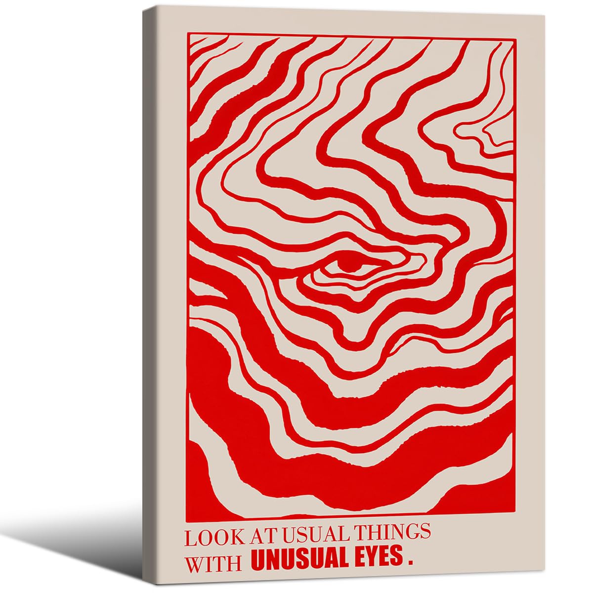 Retro Red Abstract Eye Canvas Print Wall Art 16x24 inch Framed Vintage Hippie Trippy Poster Affirmation Quotes itory