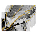 Black White and Gold Marble Linen Placemats Set of 4, Modern Luxury Washable Non-Slip Heat-Resistant Durable Kitchen
