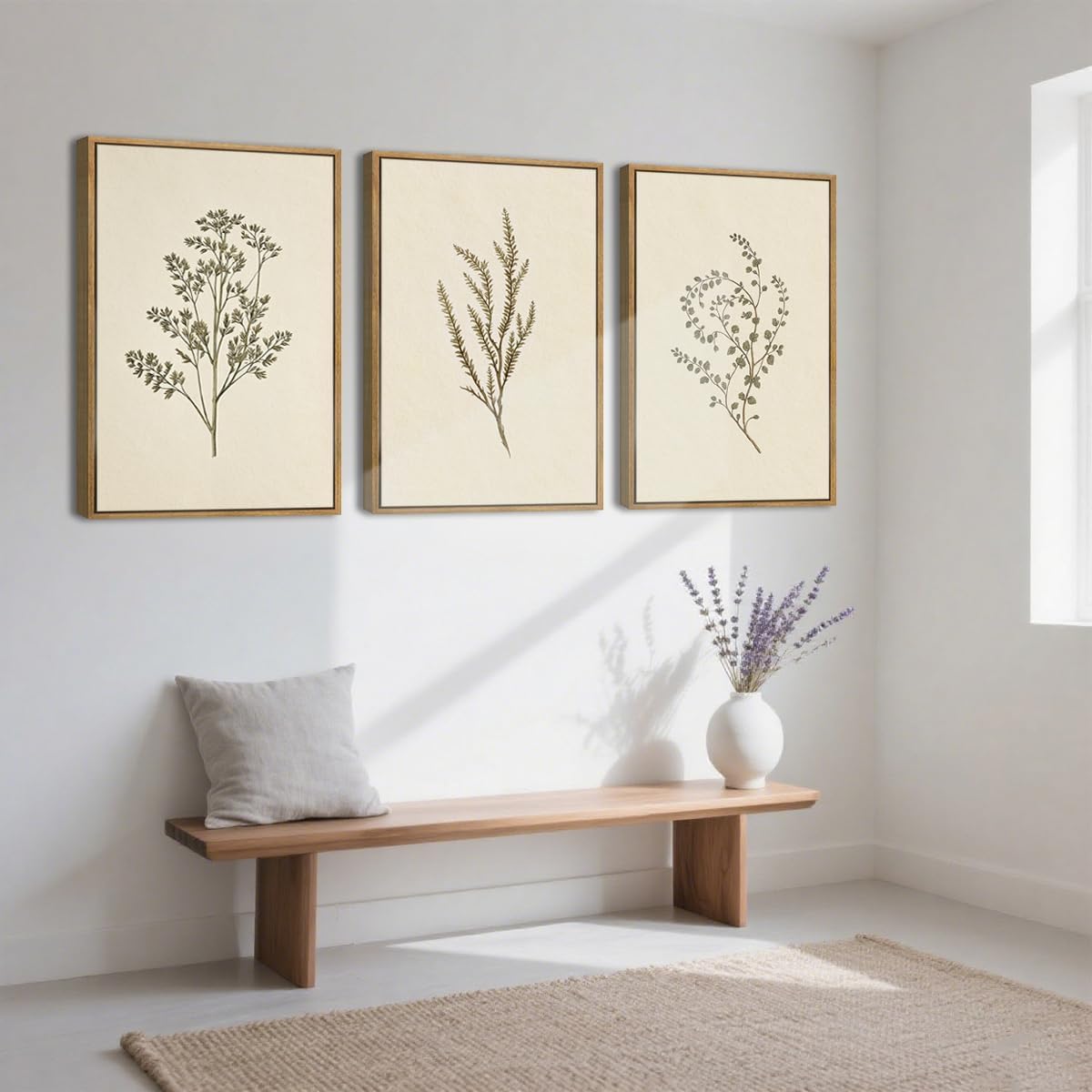 Neutral Beige Floral Canvas Wall Art Large Cream Botanical Wall Decor Vintage Minimalist Modern Paintings 16x24 Inch