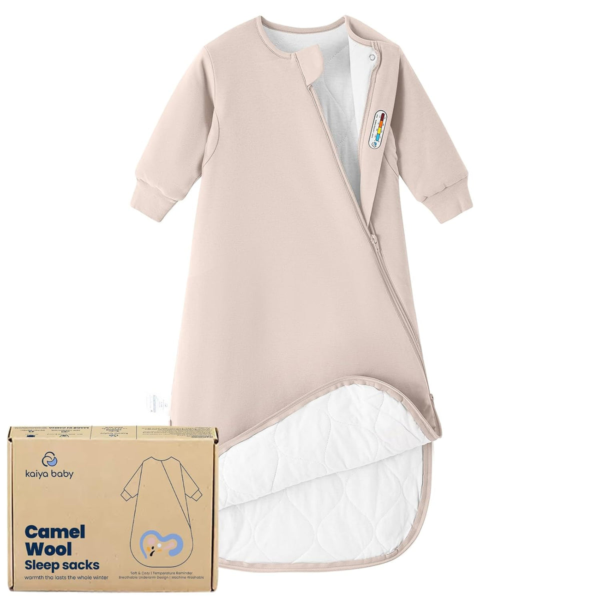 KaiyaBaby Organic Cotton Baby Sleep Sack, Long Sleeve 2.5 TOG