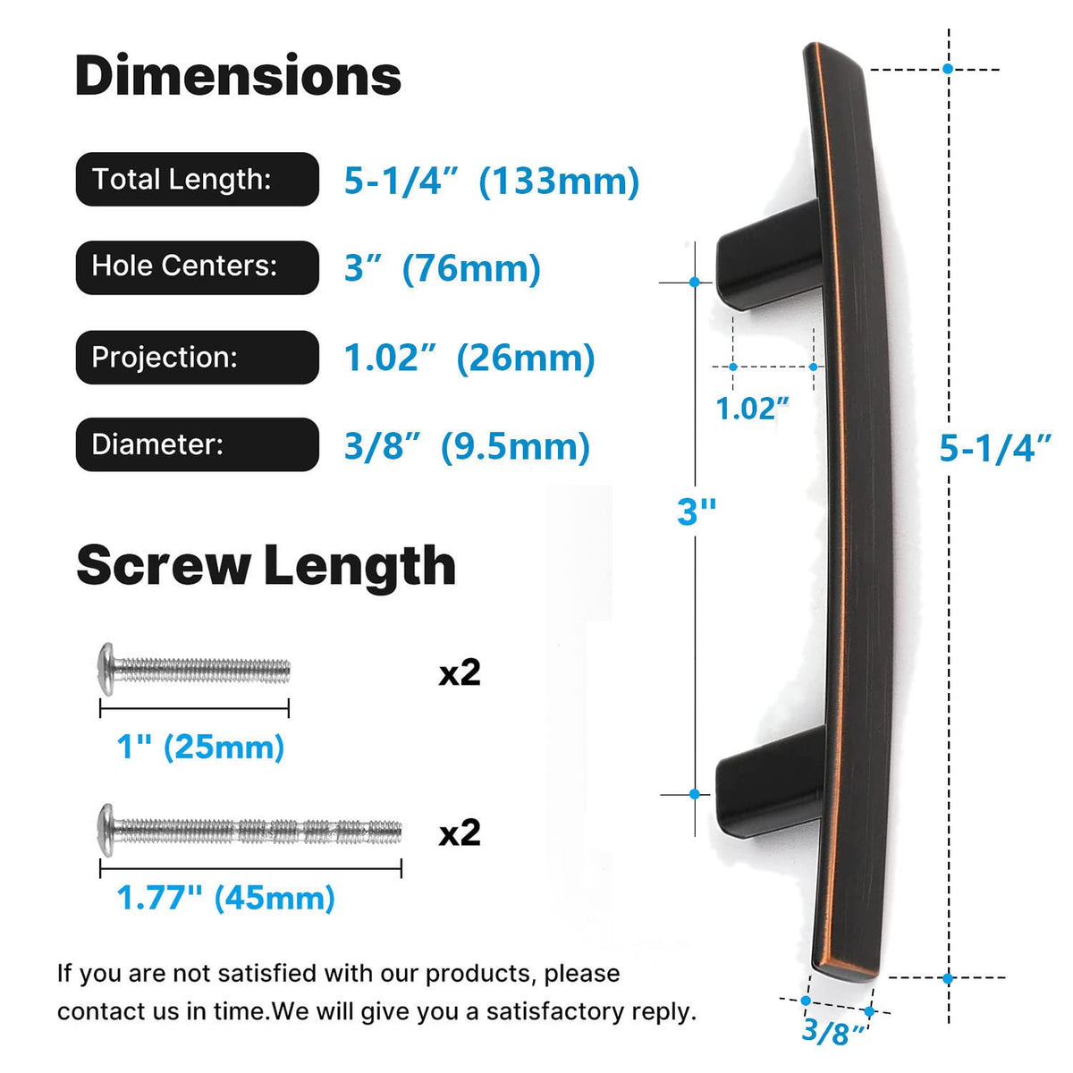 30 Pack Oil Rubbed Bronze Cabinet Pulls, Solid Zinc Alloy, 3 Inch CC
