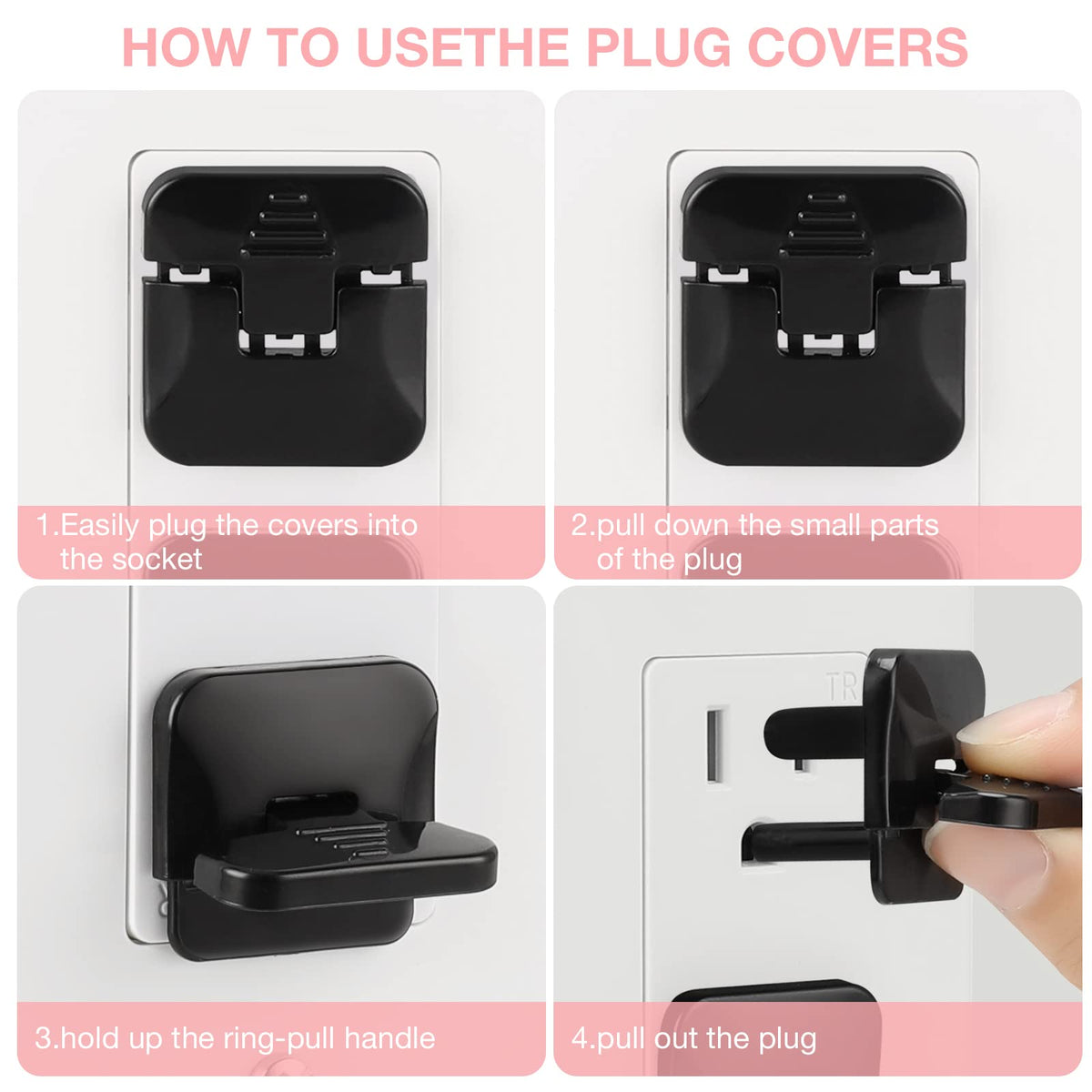 Outlet Covers 38-Pack Black Child Proof Electrical Protector Safety Improved Baby Safety Plug Covers