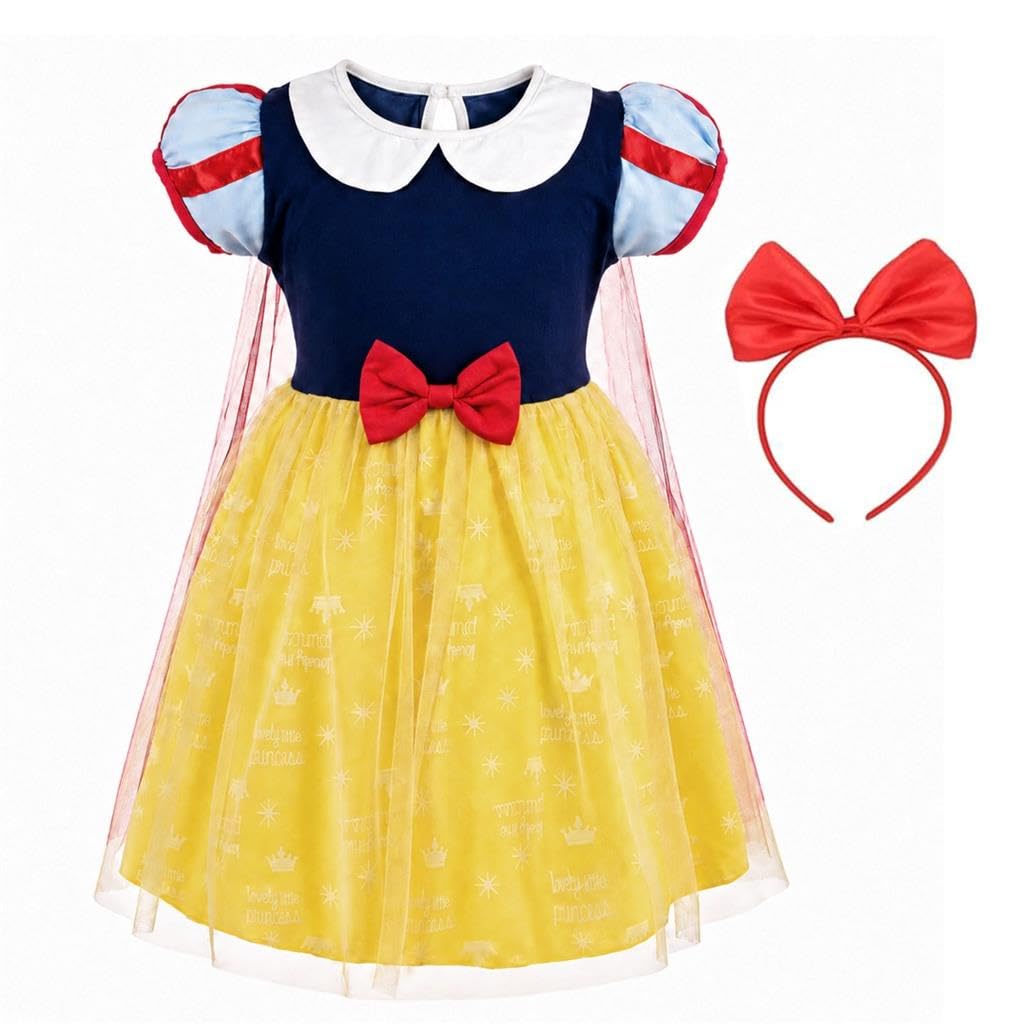Baby Girls Princess Dress with Cape & Hair Hoop, Yellow