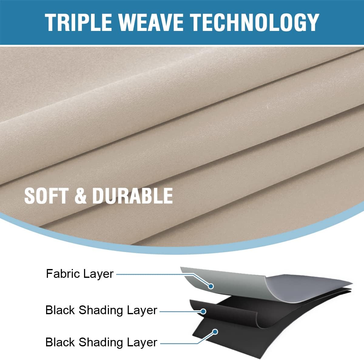 100% Blackout Curtains (Set of 2 Panels) for Bedroom with Black Liner Full Room Darkening Curtains Thermal Insulated Back
