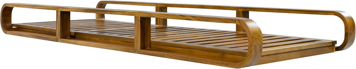 Pyke Patio Chaise Lounge Chair Outdoor, Acacia Wood Poolside Sun Lounger with Armrests, 4-Position Adjustable