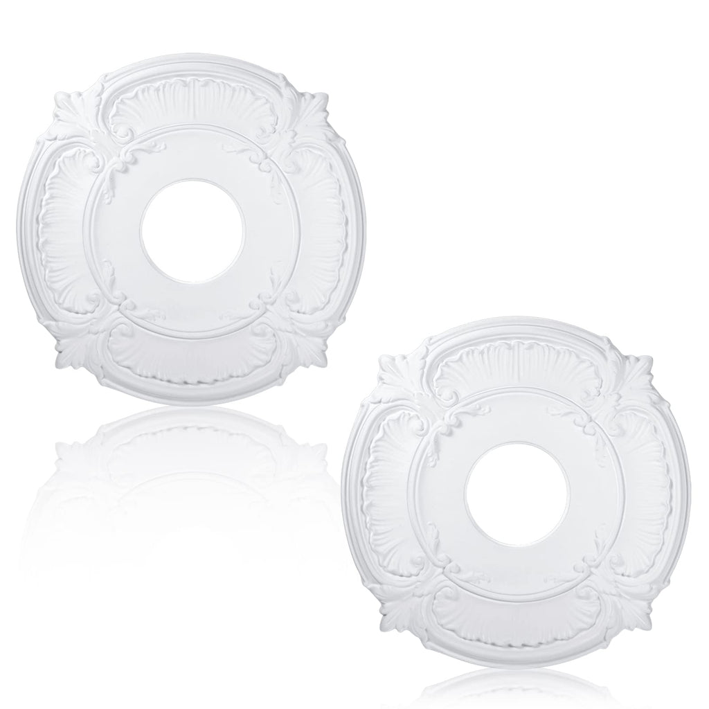 2pcs Ceiling Medallion for Light Fixtures Chandeliers,White,Classic