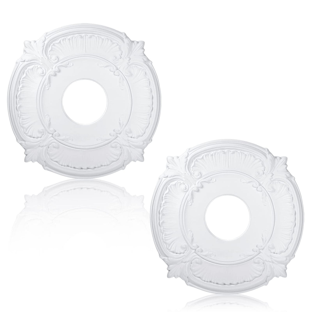 2pcs Ceiling Medallion for Light Fixtures Chandeliers,White,Classic