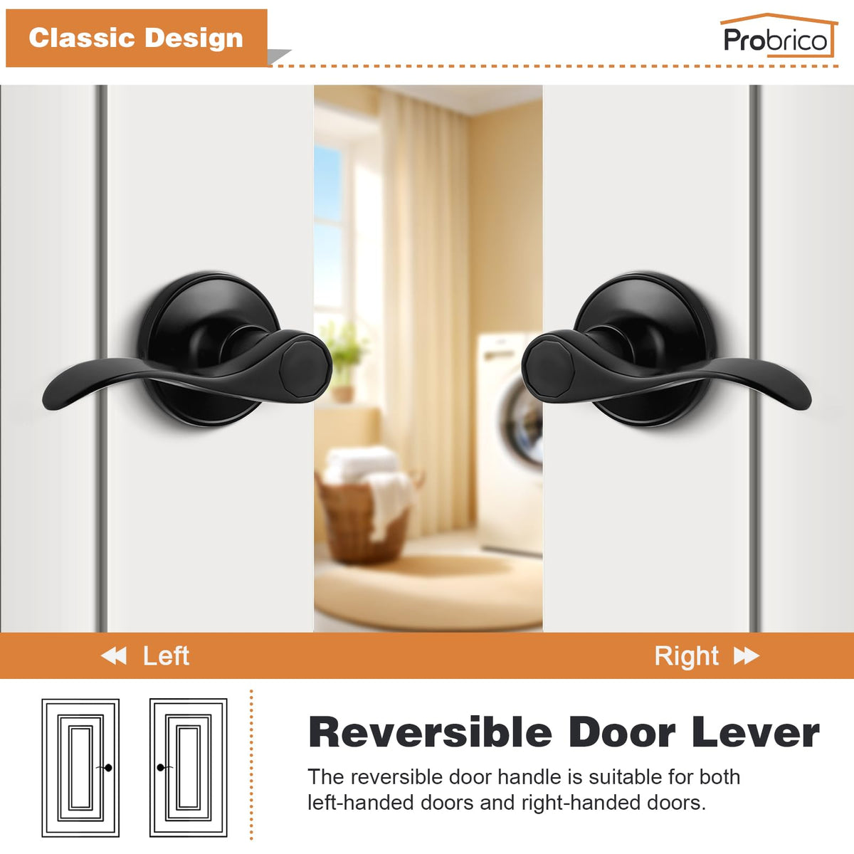 2 Pack Passage Levers Matte Black, Keyless Interior Door Hardware Cloud Shape Contemporary Style Lockset Lever Handle