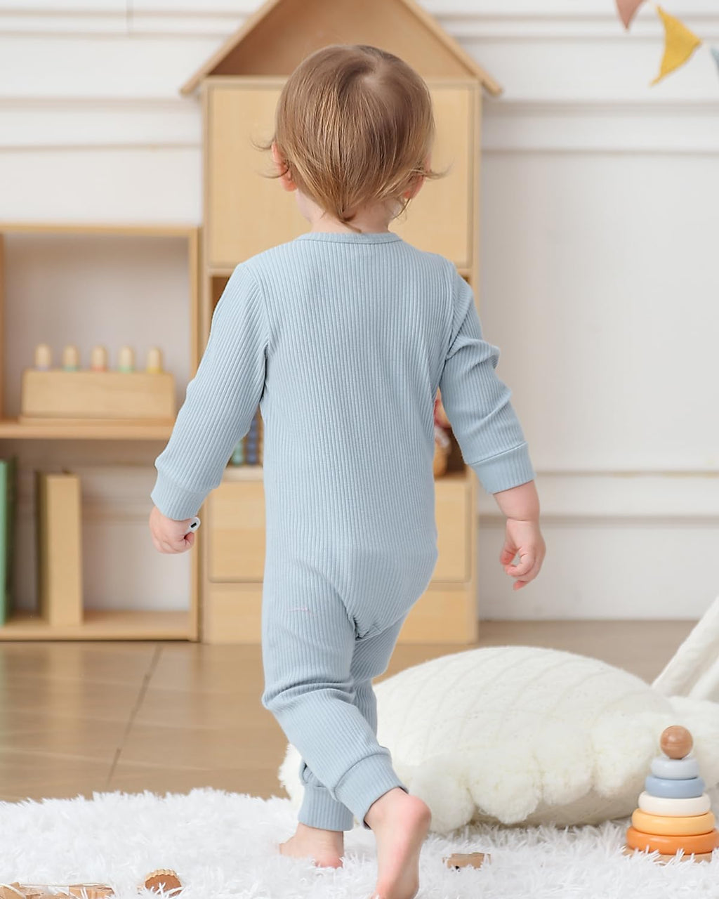 Baby Boy Girl 3 Pack Solid Romper Ribbed Long Sleeve Bodysuit Jumpsuit Infant Knitted Outfits Clothes