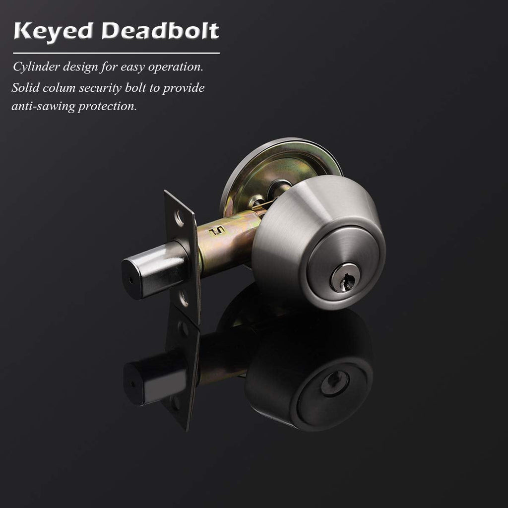 Keyed Alike Double Cylinder Deadbolts Door Locks Satin Nickel Keyd Both Sides Door Locksets for Exterior Interior