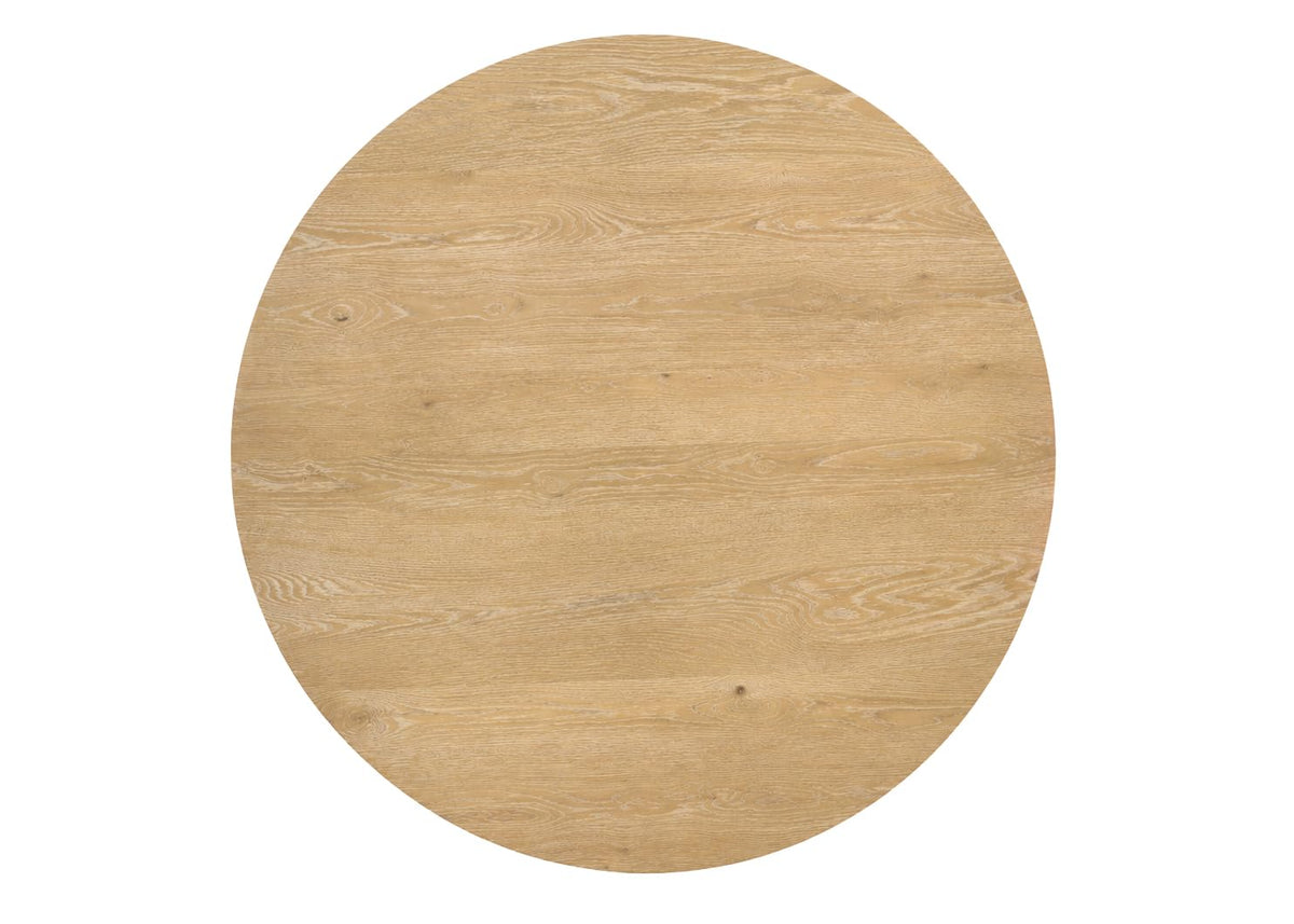 Terra 59" Transitional Round Dining Table with Pedestal Base, Natural Oak