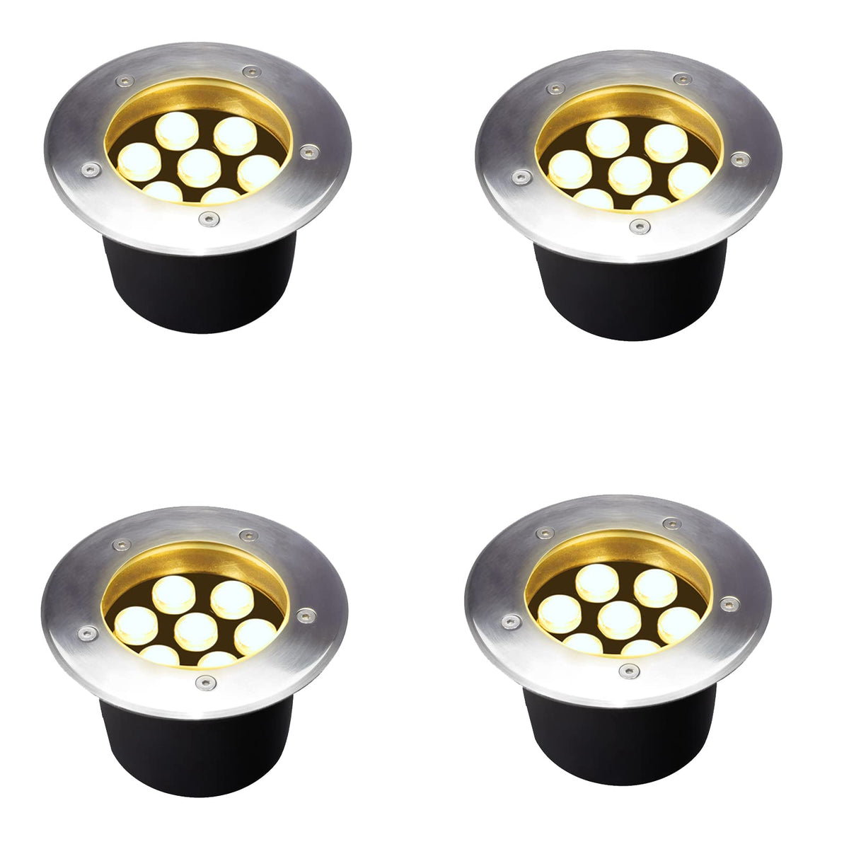 6 Inch Landscape Lights, 120V Hardwired In-Ground Uplights, 4 Pack