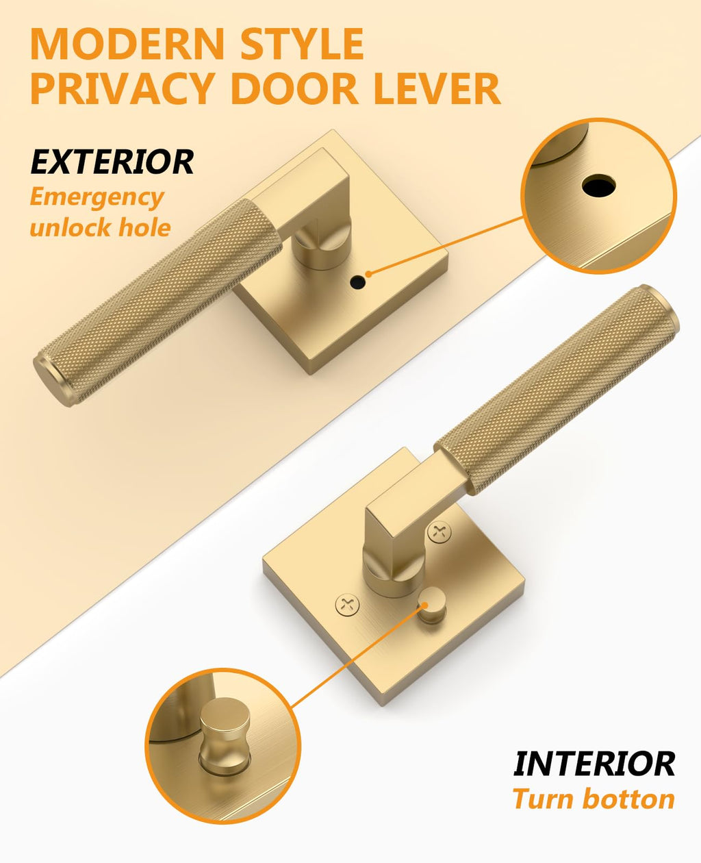 6 Pack Champagne Bronze Privacy Interior Door Handles