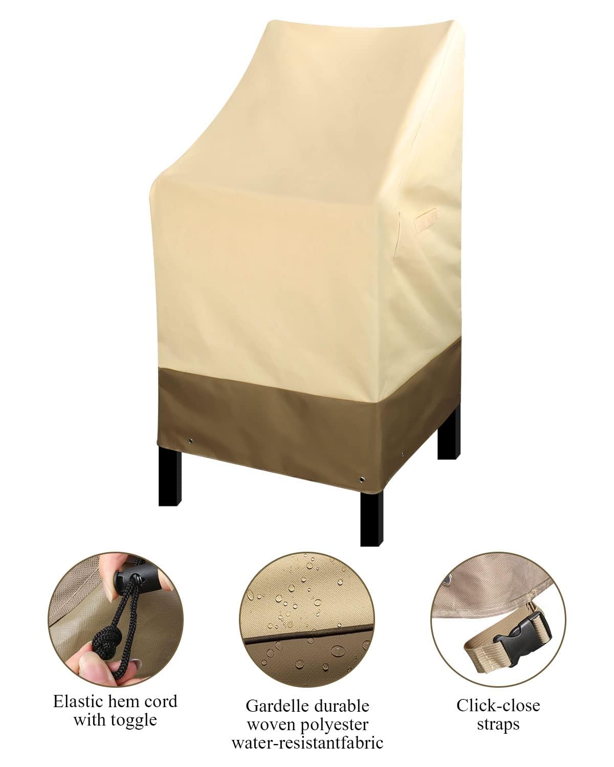 High Back Waterproof Heavy Duty Stackable Outdoor Bar Stool Cover Patio Furniture Covers Outside Lounge Deep Seat