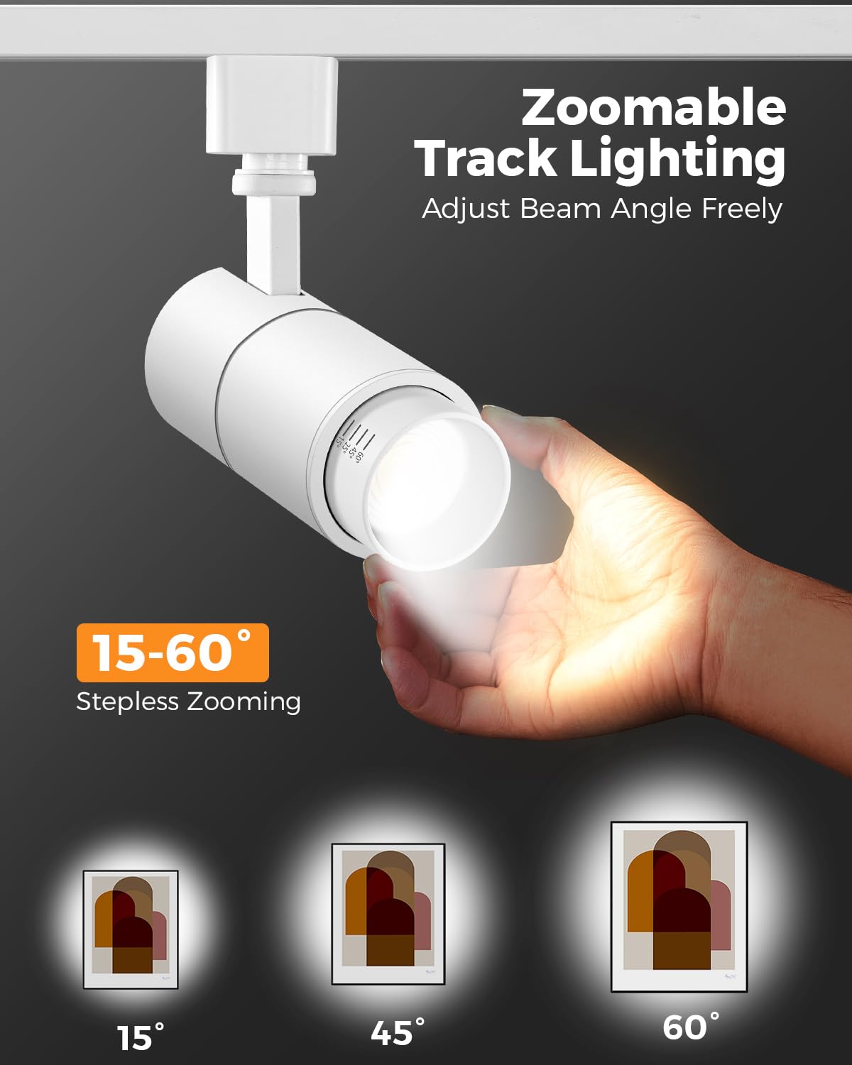 Zoomable 10W LED Track Lighting Heads H Type, White 6 Pack