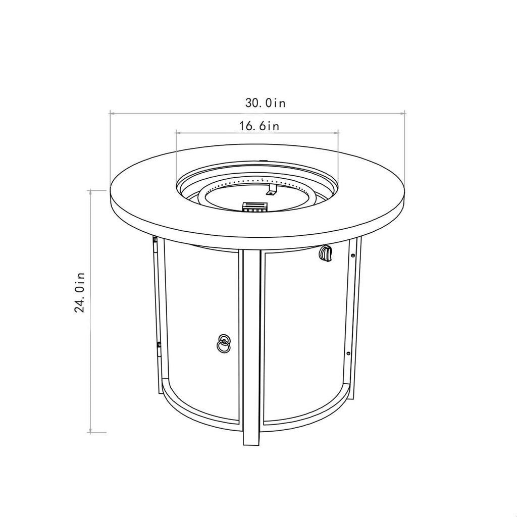 30" Round Propane Fire Pit Table, 50000 BTU Outdoor Gas Heater with Steel Top & Wicker Base, Deck, Garden, Black